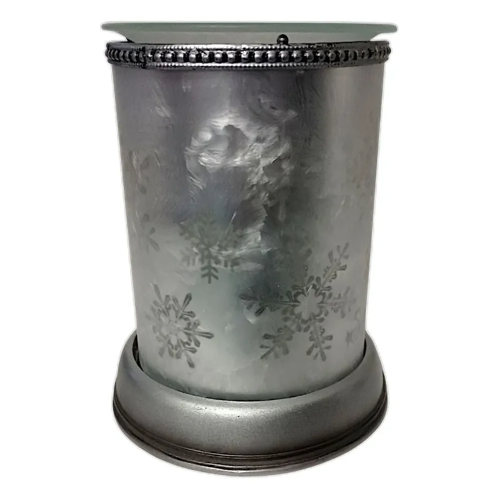 Scentsy Silver Frost Glass Shade Base Wax Warmer Lampshade Collection Snowflake.